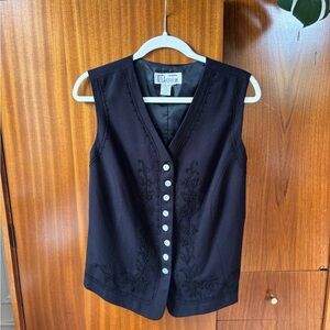 Vintage black embroidered vest